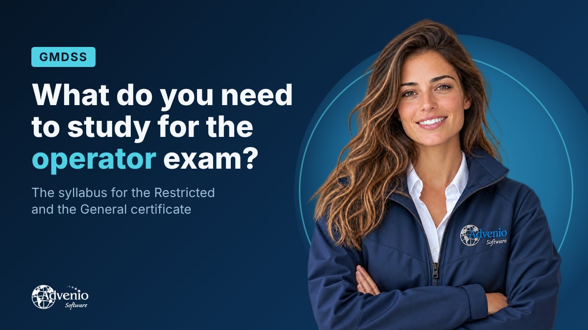 Smiling woman wearing an Advenio Software jacket, next to the title “What do you need to study for the operator exam?”